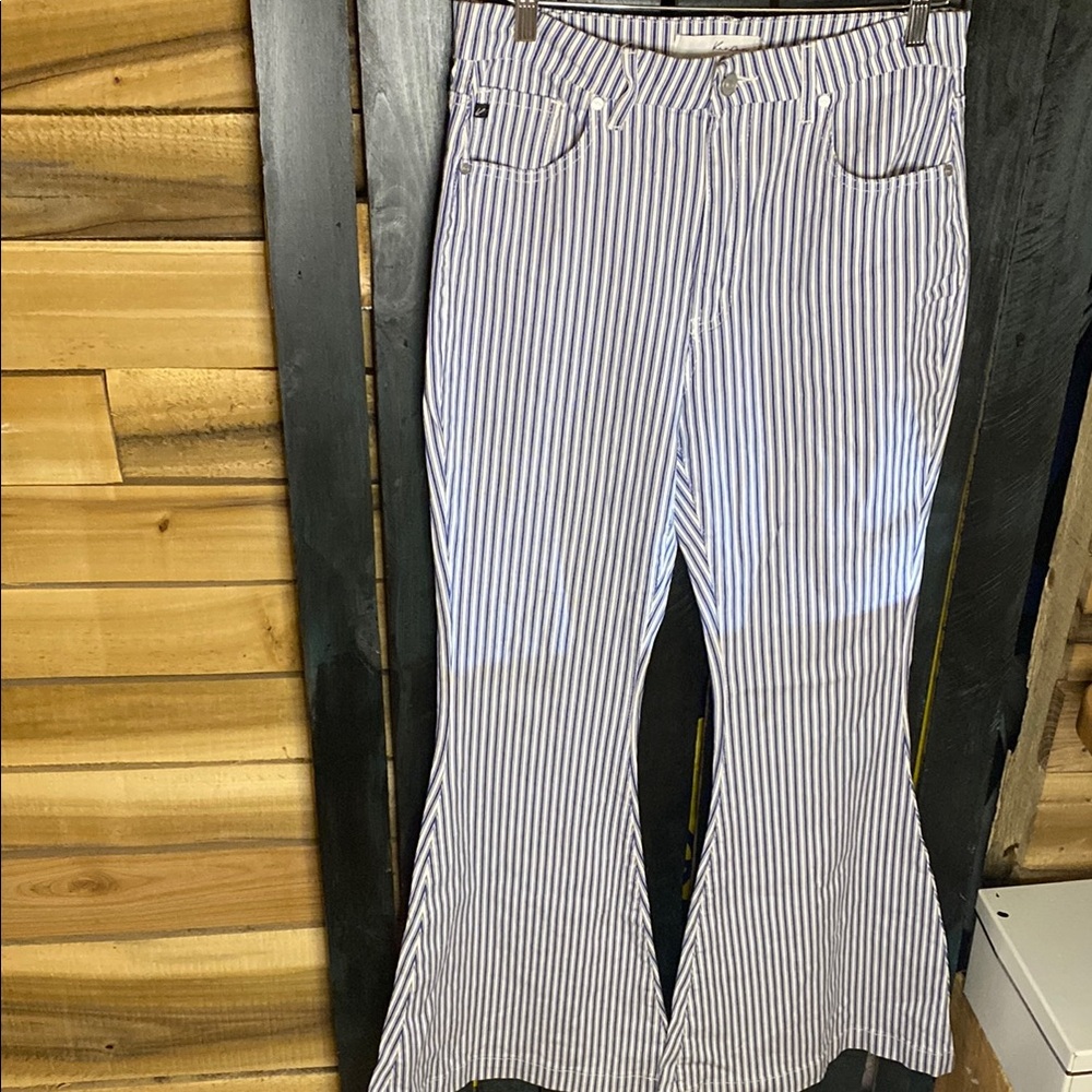 Kancan hickory Striped high rise Flare jeans size 13 inseam 33
